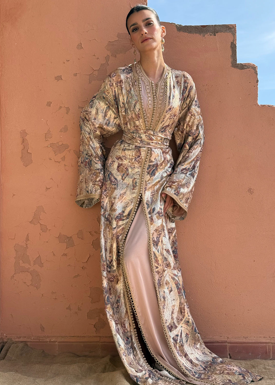 FOUZIA TWO-PIECE SILK KAFTAN