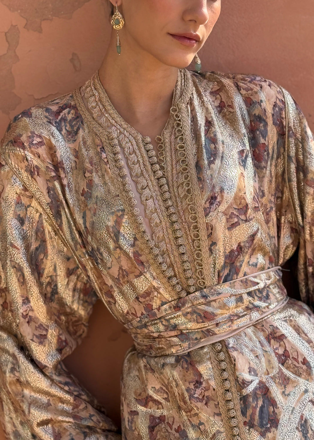 FOUZIA TWO-PIECE SILK KAFTAN