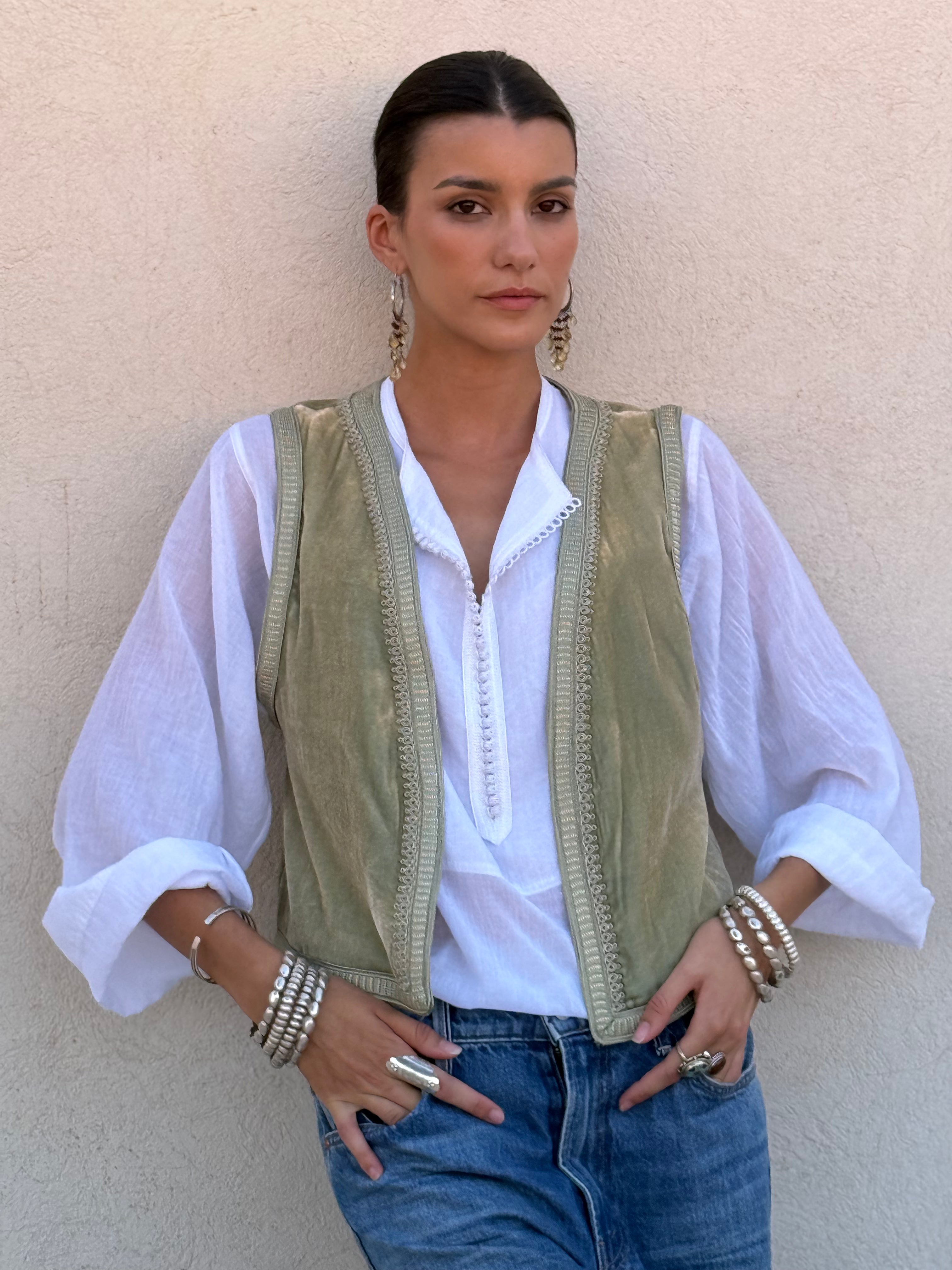 Amir Silk Velvet Gilet by Moroccan Touch