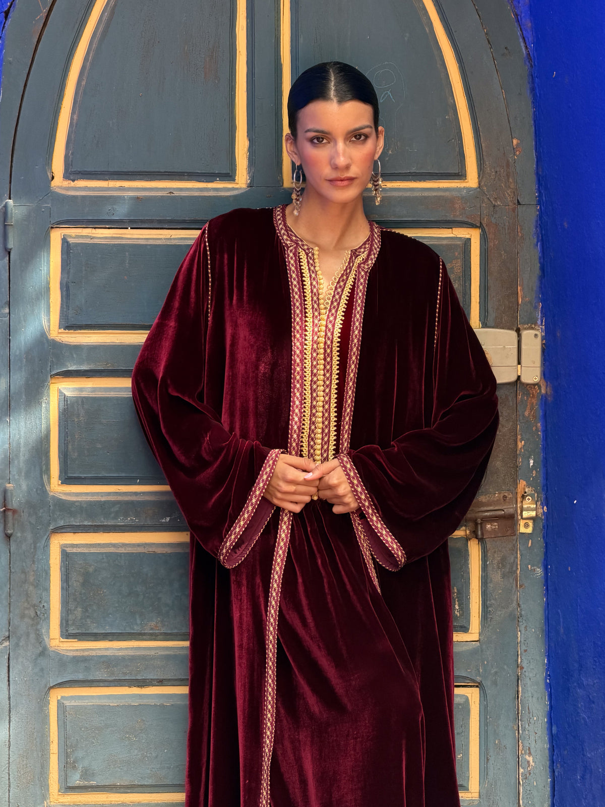 Banan Silk Velvet Matching Set – Bordeaux – view 1