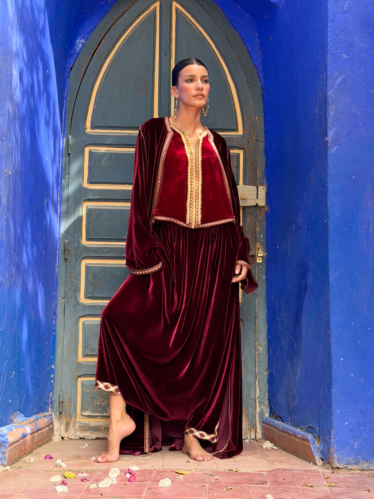 Banan Silk Velvet Matching Set – Bordeaux – view 6
