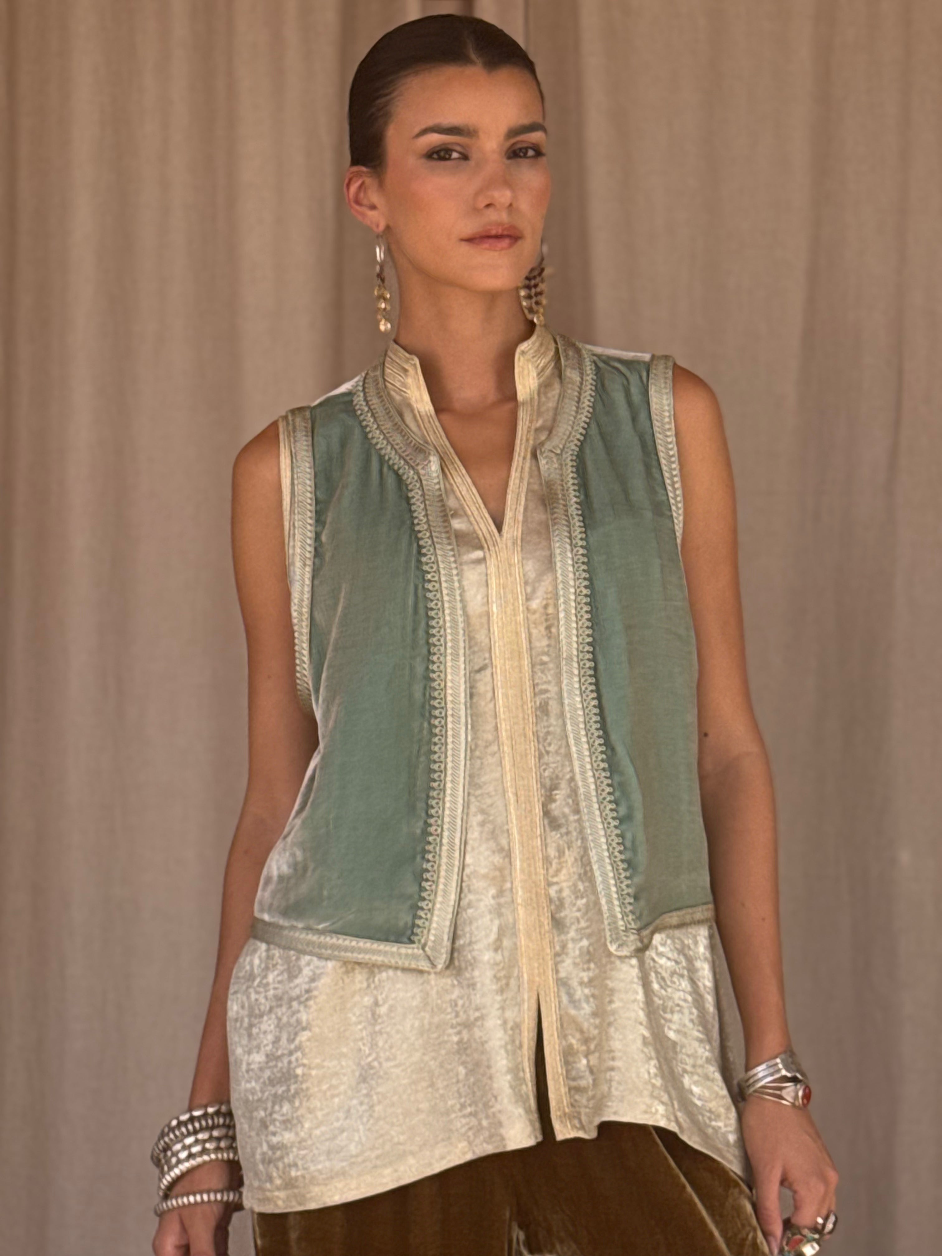 Chakira Silk Velvet Gilet by Moroccan Touch