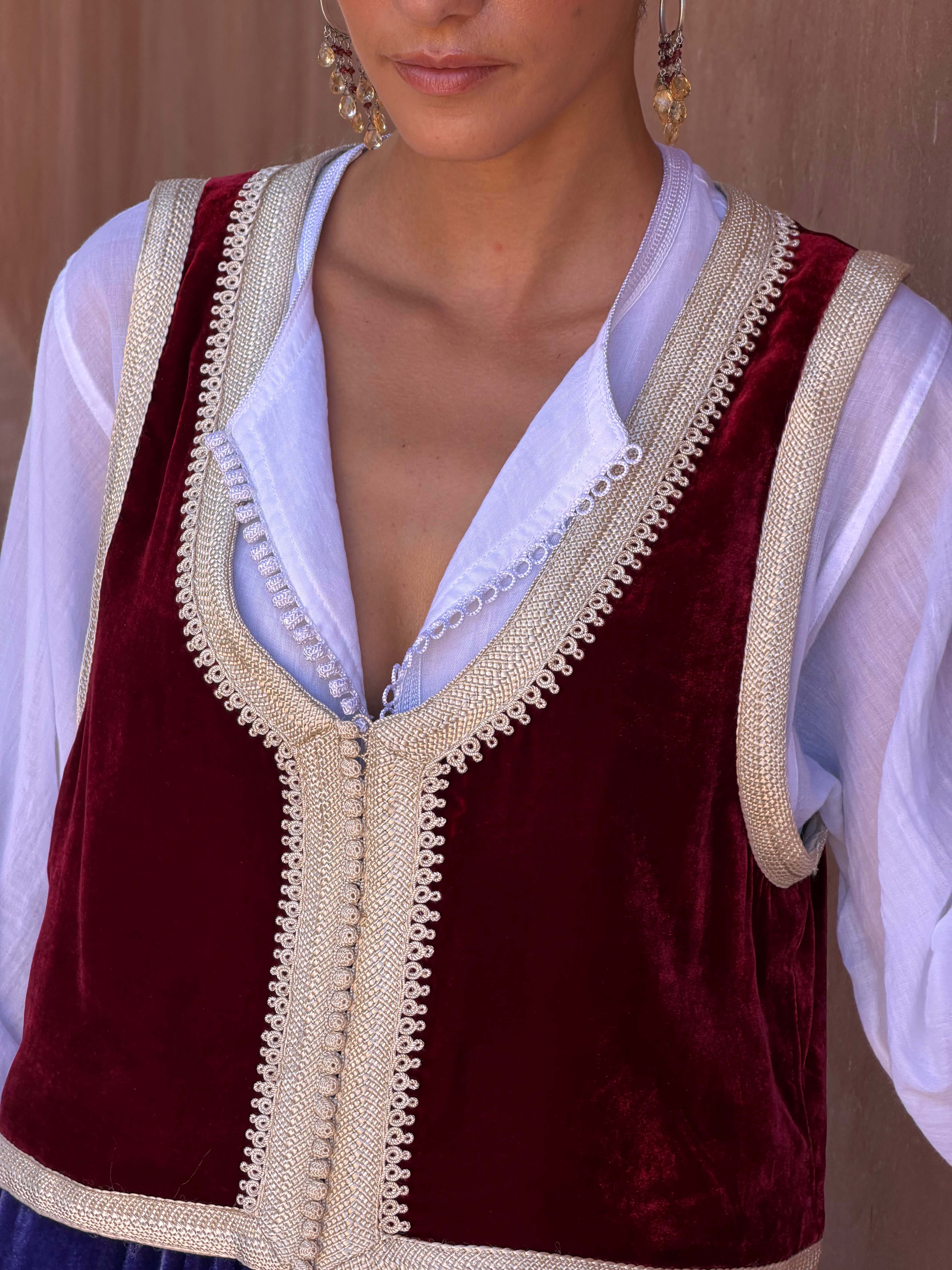 Ilyes Silk Velvet Gilet by Moroccan Touch