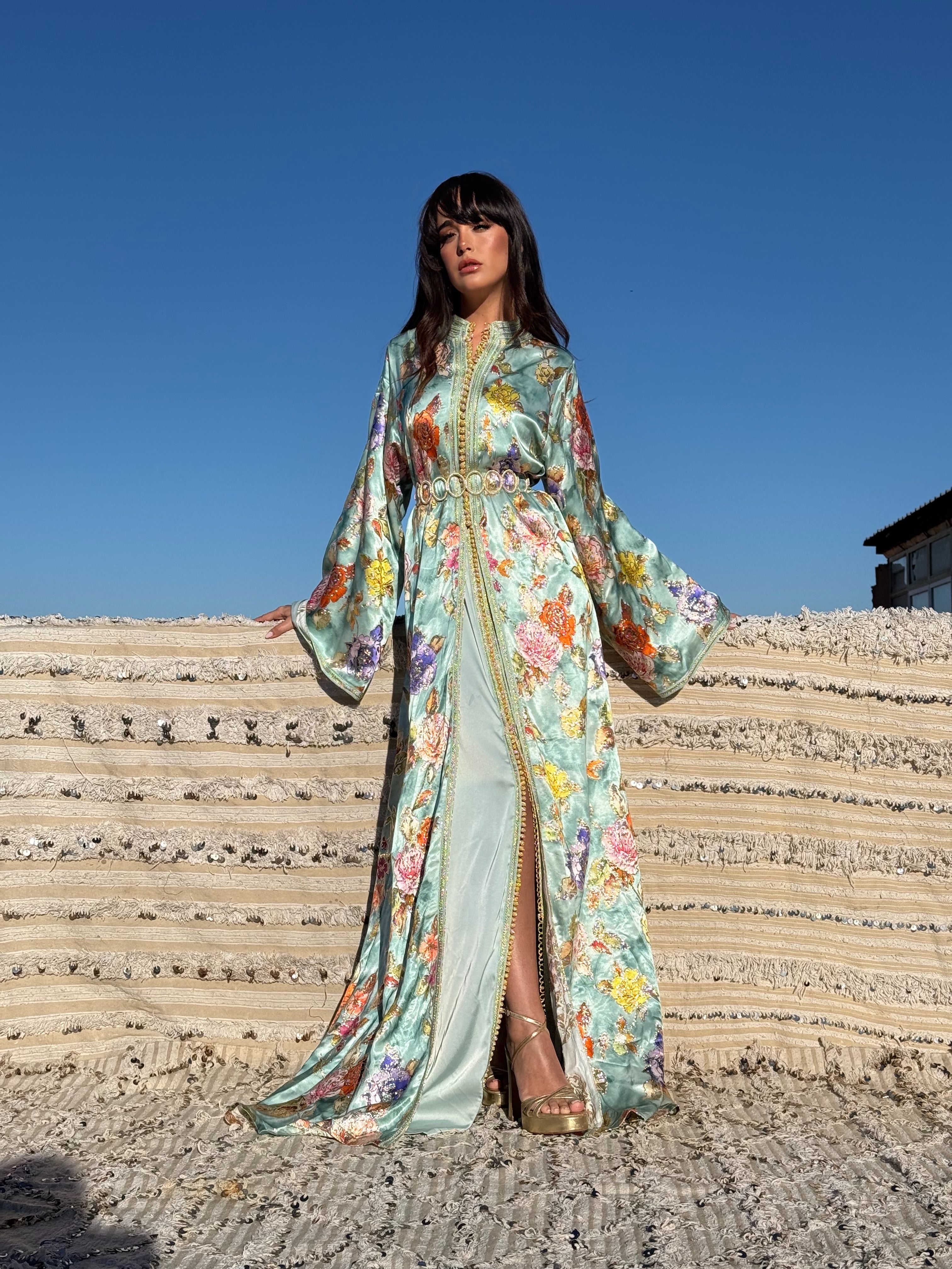 RAWABI TWO-PIECE SILK KAFTAN