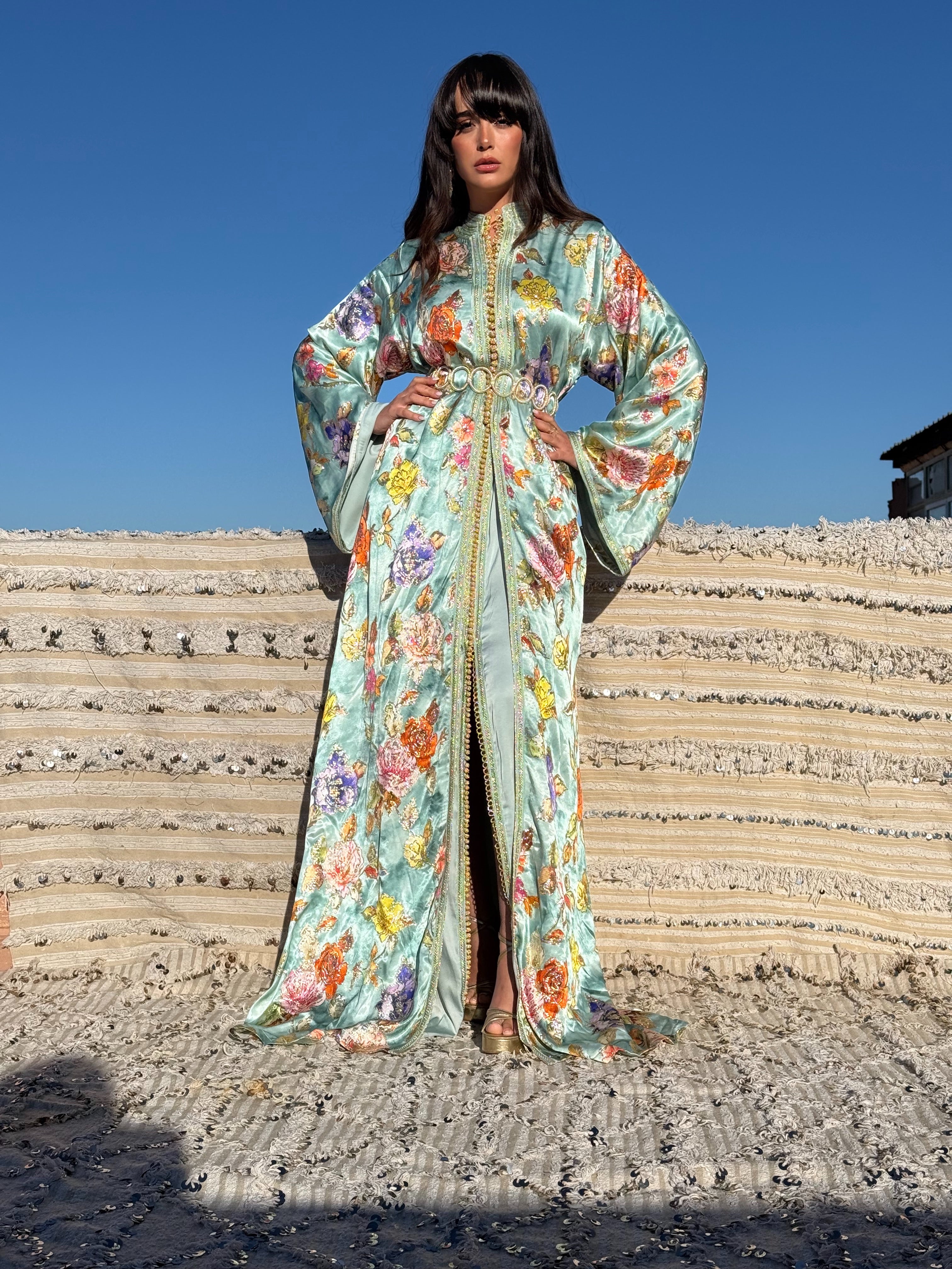 RAWABI TWO-PIECE SILK KAFTAN