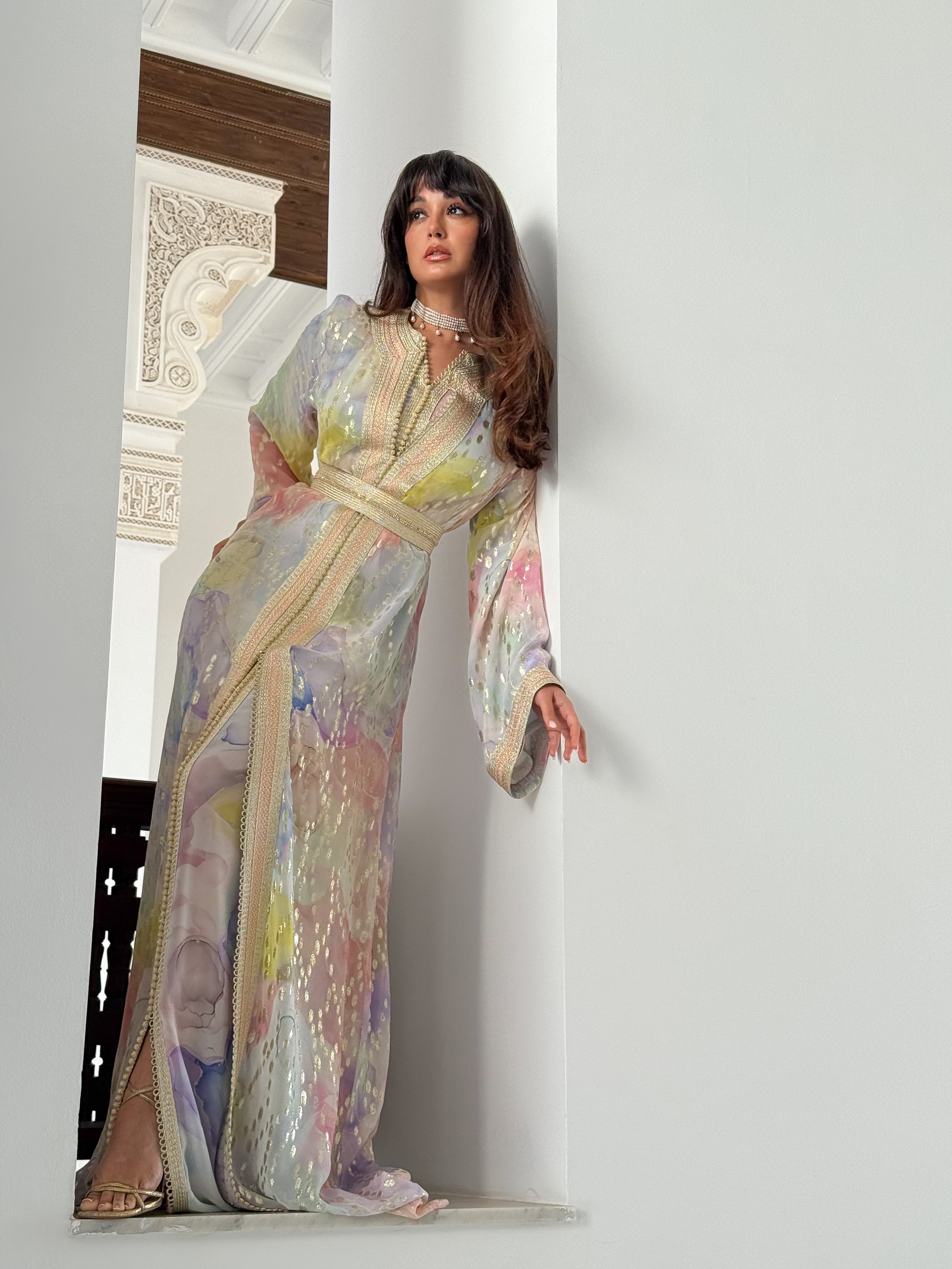 LAYALI PASTEL SILK KAFTAN