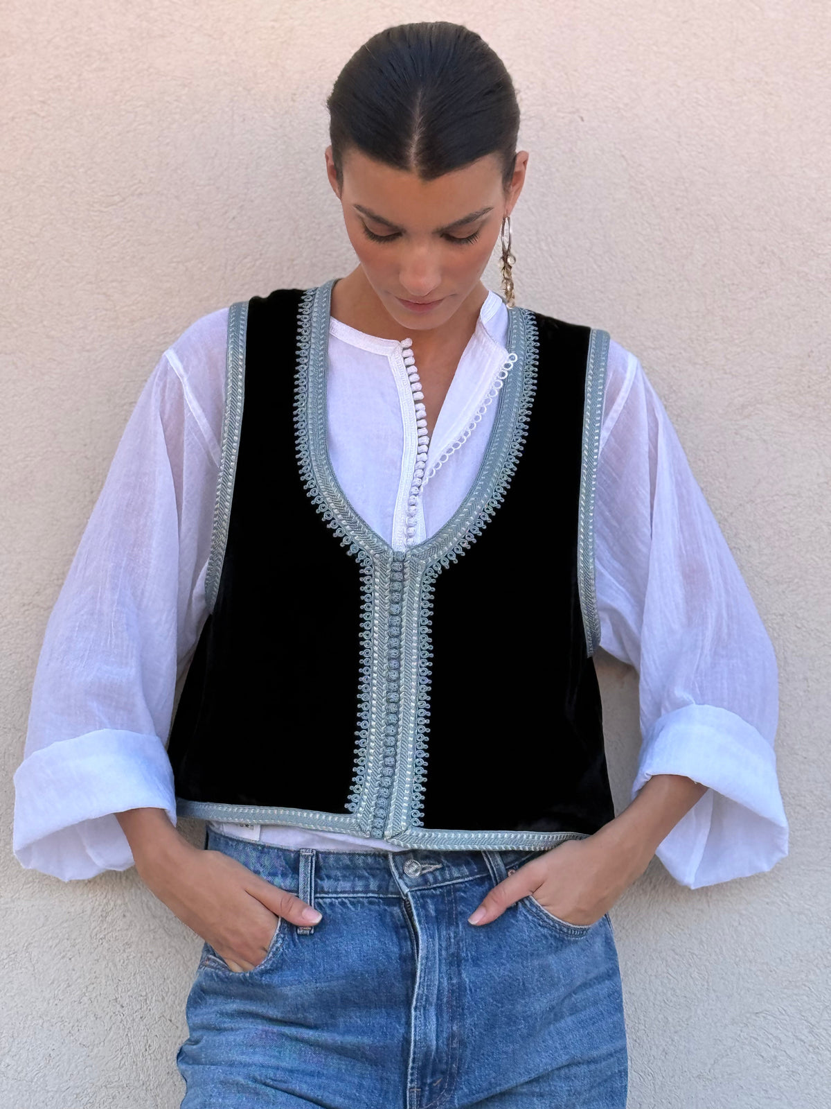 Jad Silk Velvet Gilet by Moroccan Touch