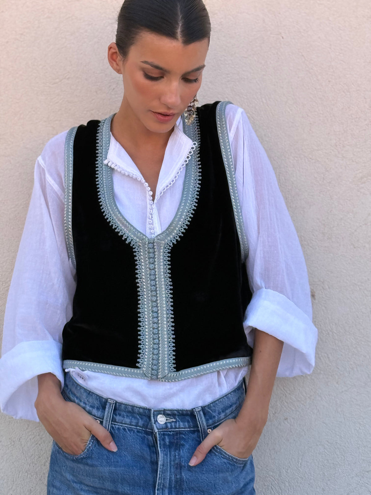 Jad Silk Velvet Gilet by Moroccan Touch