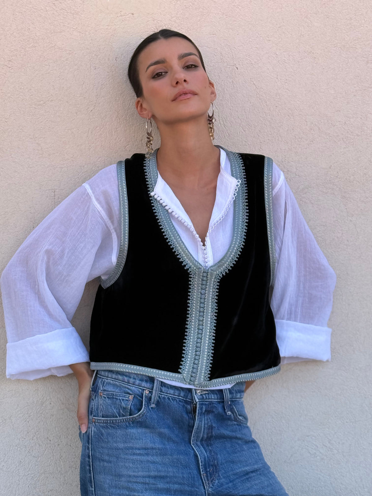 Jad Silk Velvet Gilet by Moroccan Touch