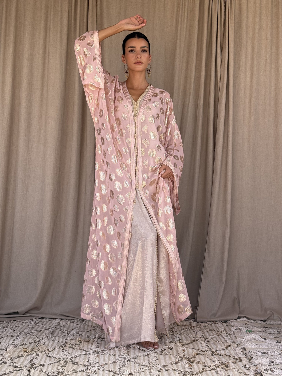 Sannia silk Kaftan — open full-length view