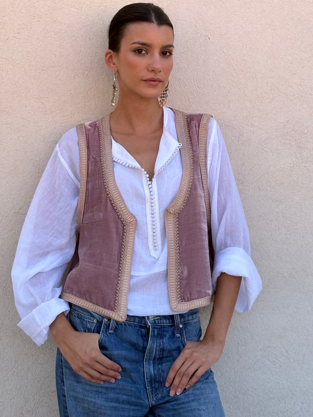 Zayd Silk Velvet Gilet by Moroccan Touch