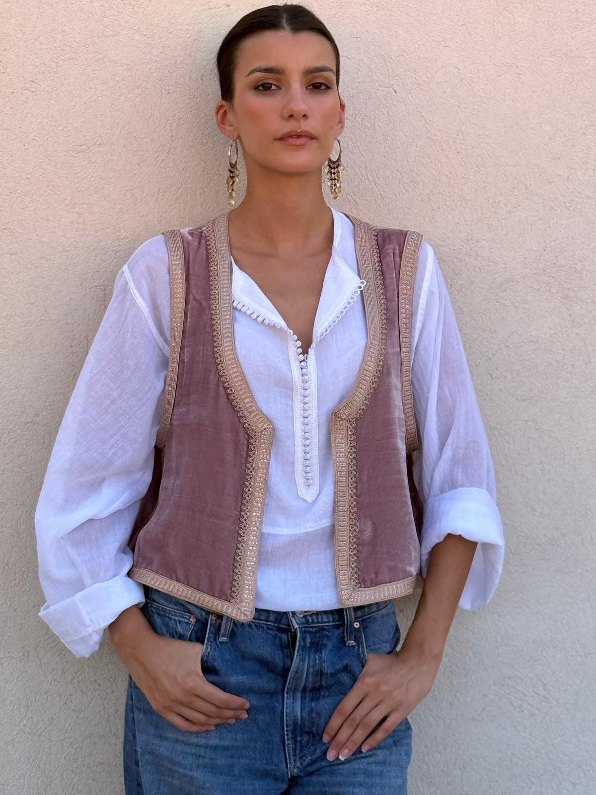 Zayd Silk Velvet Gilet by Moroccan Touch